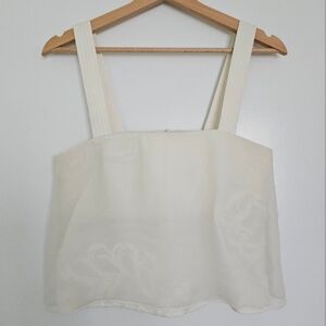 3.1 Phillip Lim Fern Embroidered Tank Crop Top Silk Sz 2 Ivory